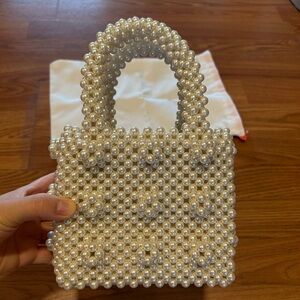 Shrimps Pearl Beaded Tote Bag